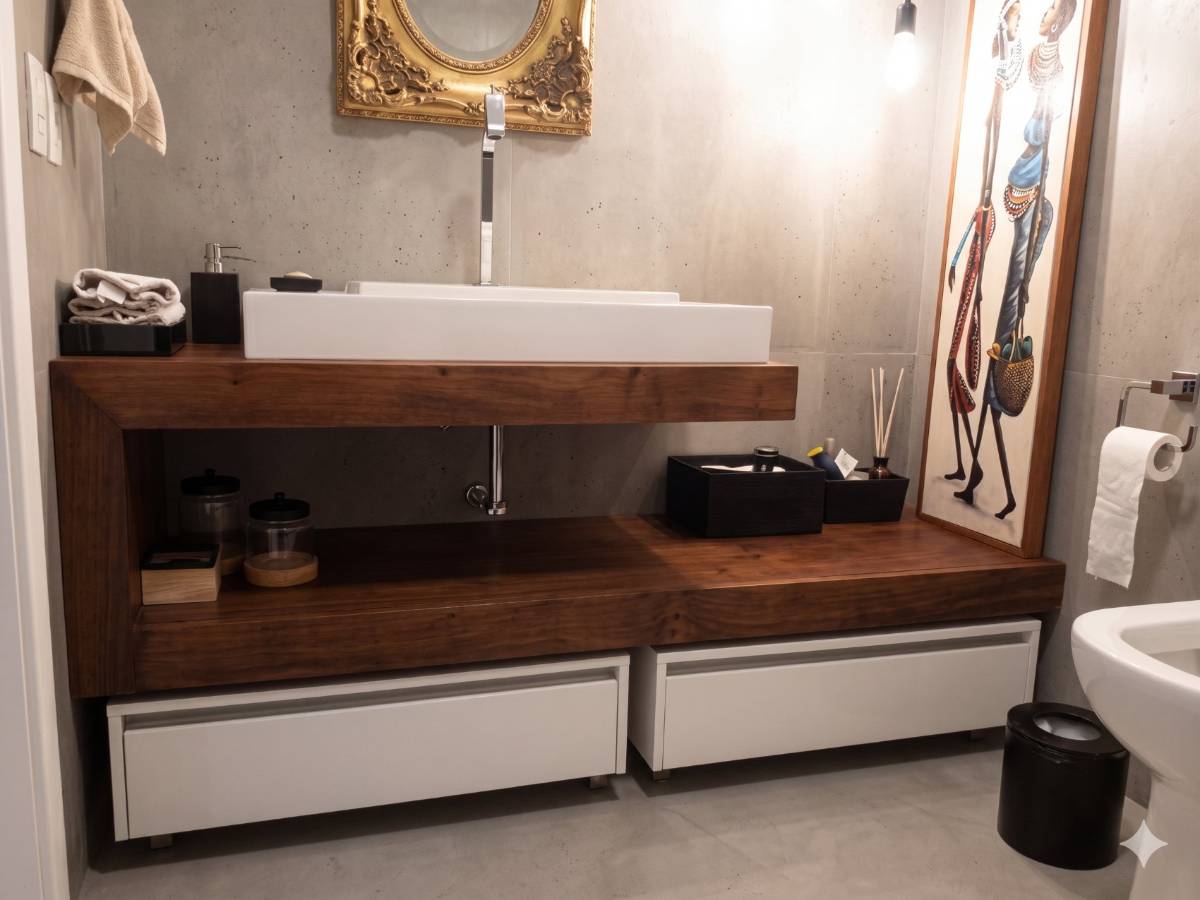 Lavabo Madeira de Demolição — projeto Rico Design